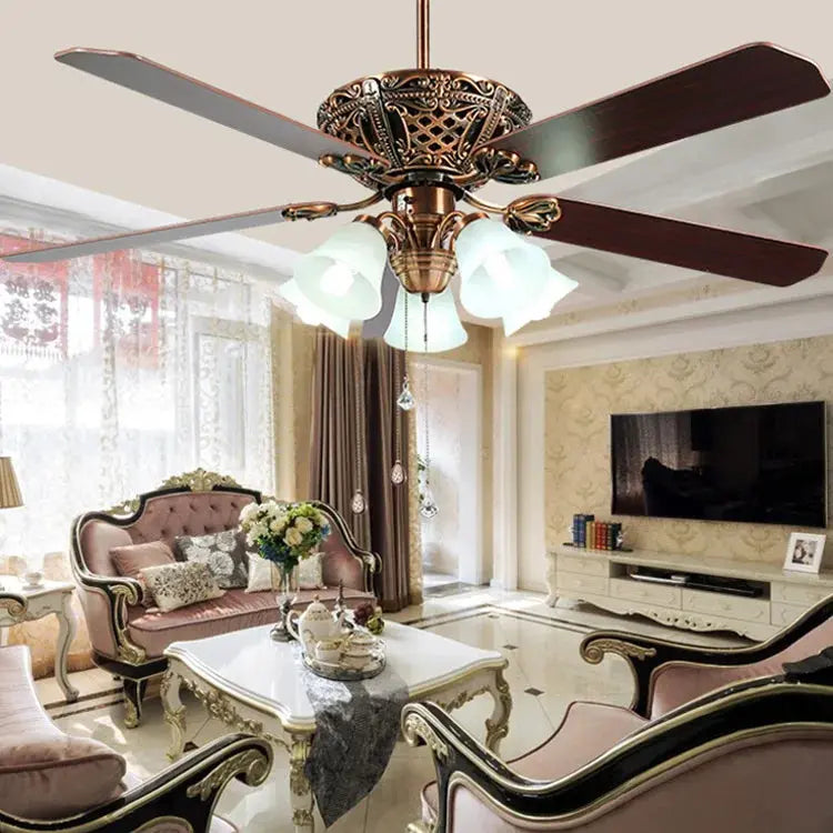 Inch 5 Blades Rustic Ceiling Fan With Lights