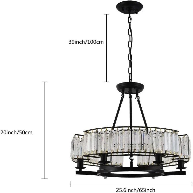 Classic Black Crystal Pendant Chandelier