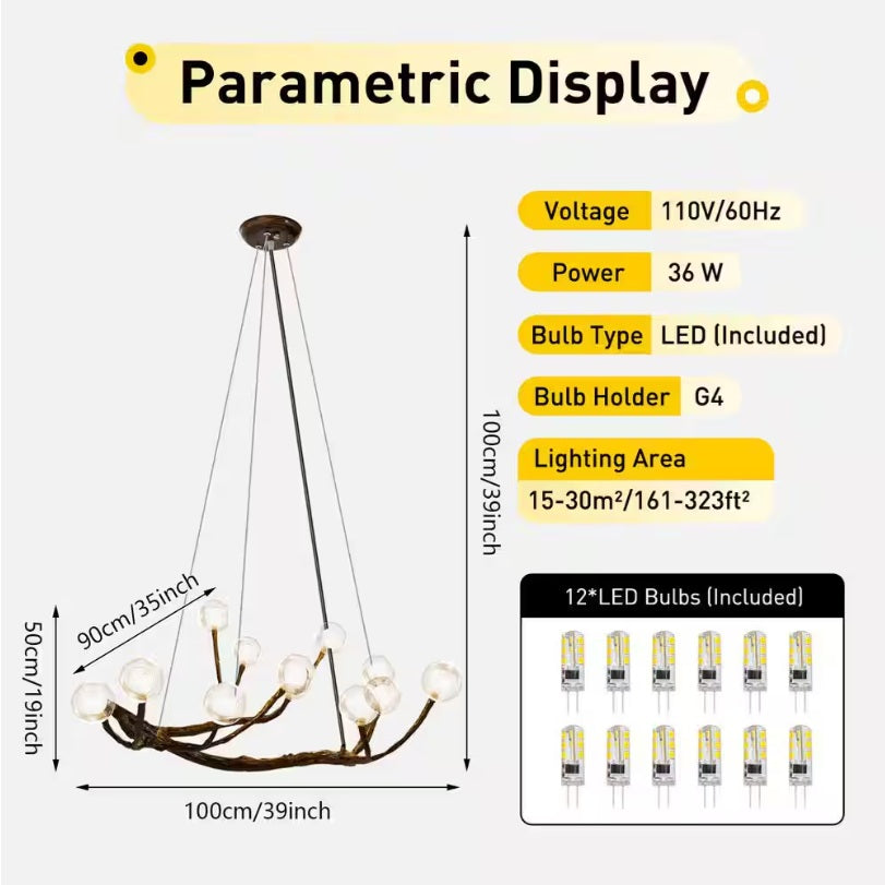 Modern Rustic Tree Branch Chandelier