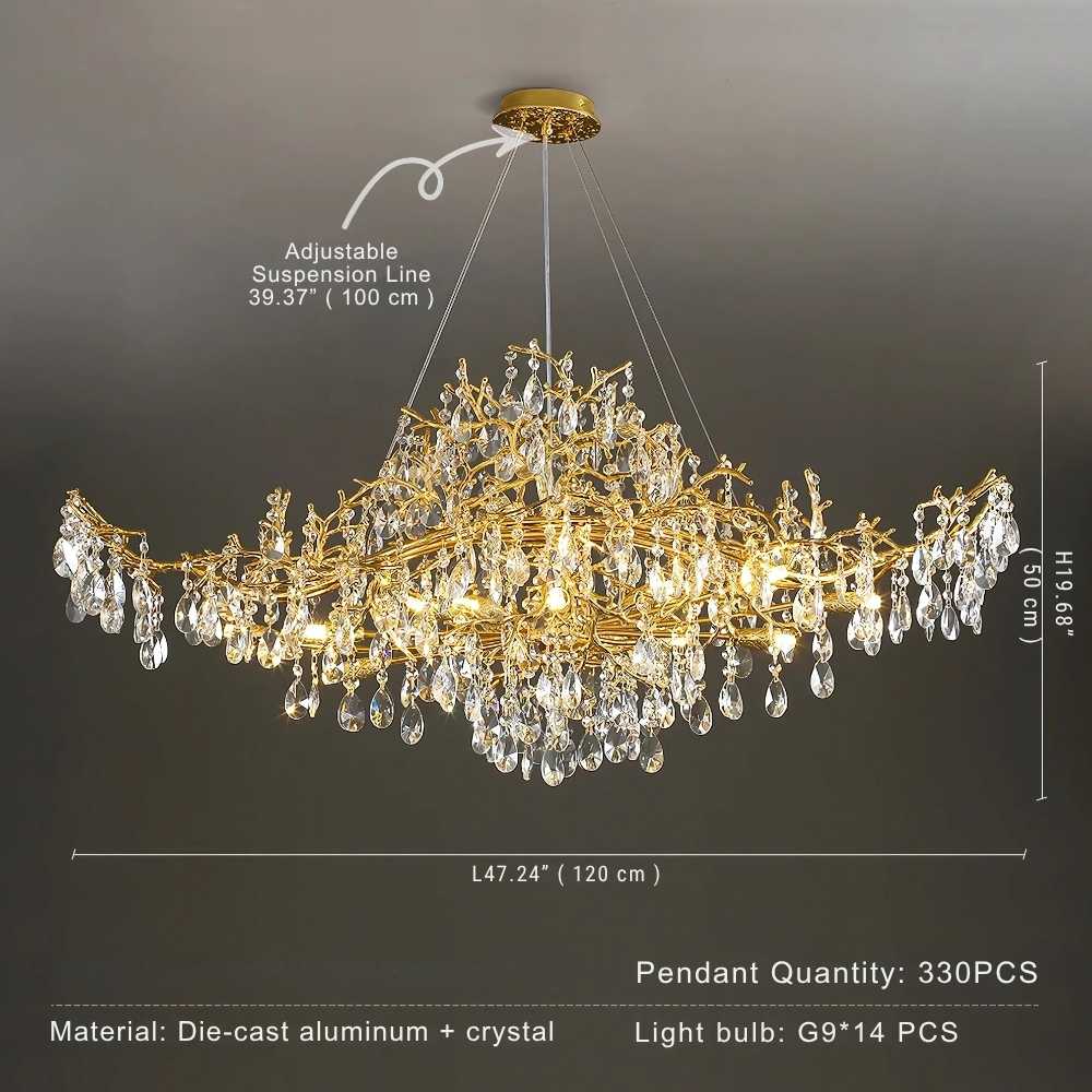 Modern Modern Large Gold Crystal Branch Chandelier