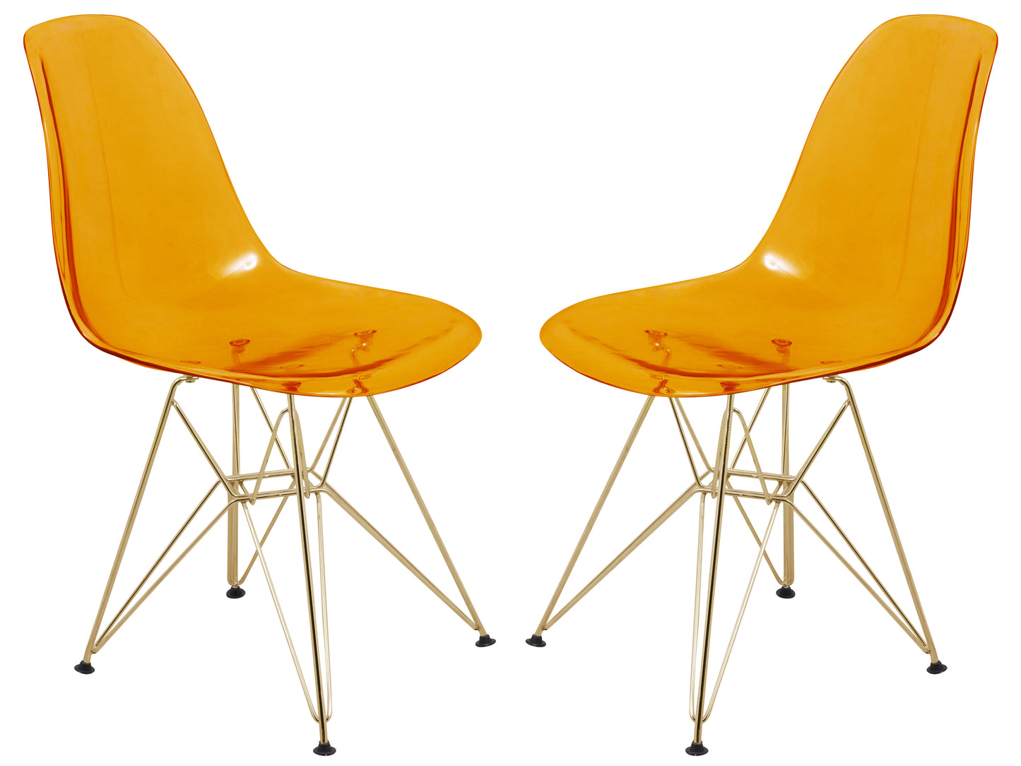 Cresco Molded Eiffel Side Chair with Gold Base, Set of 2