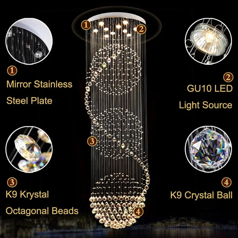 Crystal High Ceiling Stairwell Lighting
