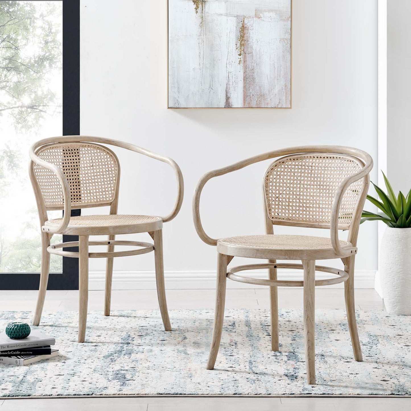 Oliana Wood Gray Dining Armchair Set of 2