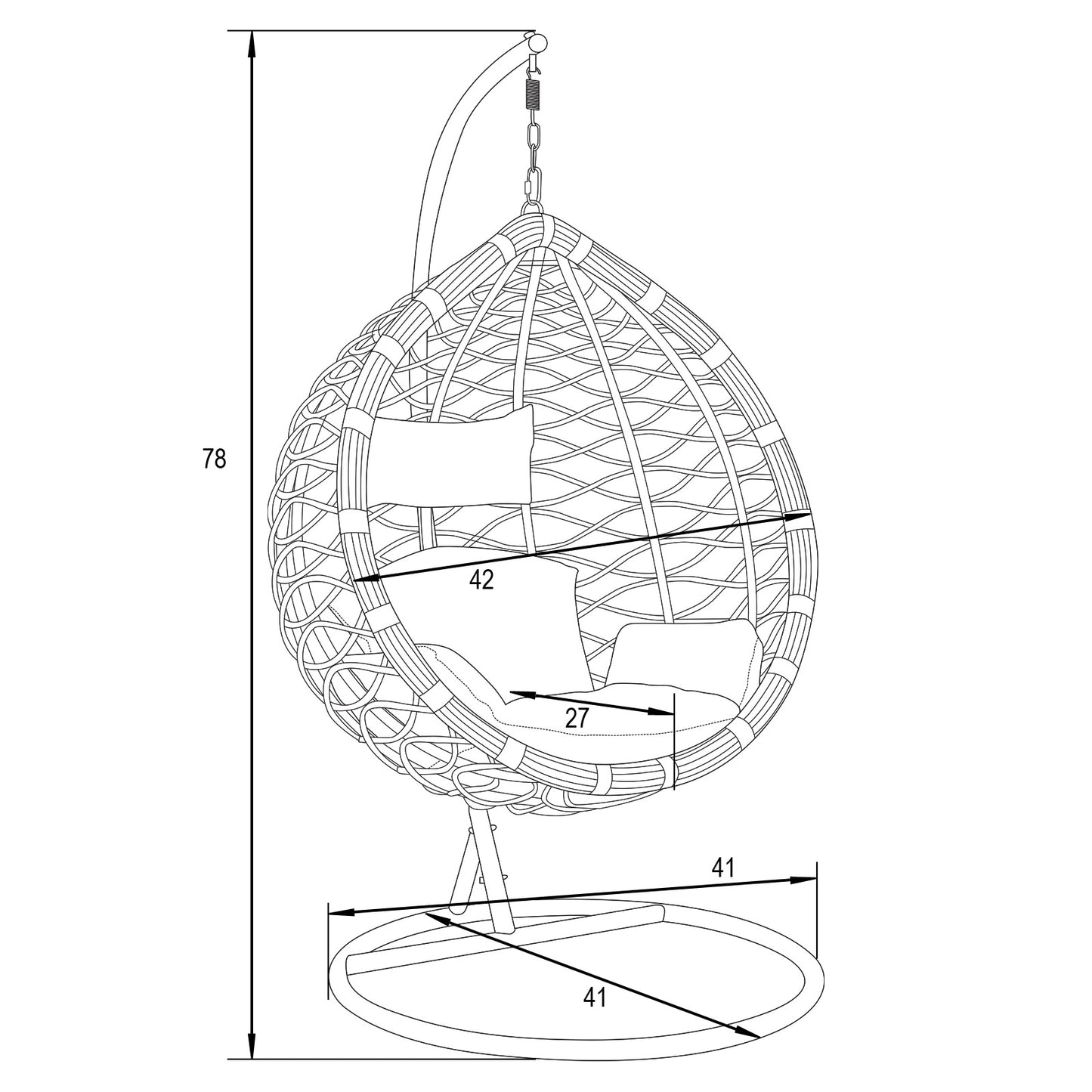EMFURN Hanging Egg Swing Chair