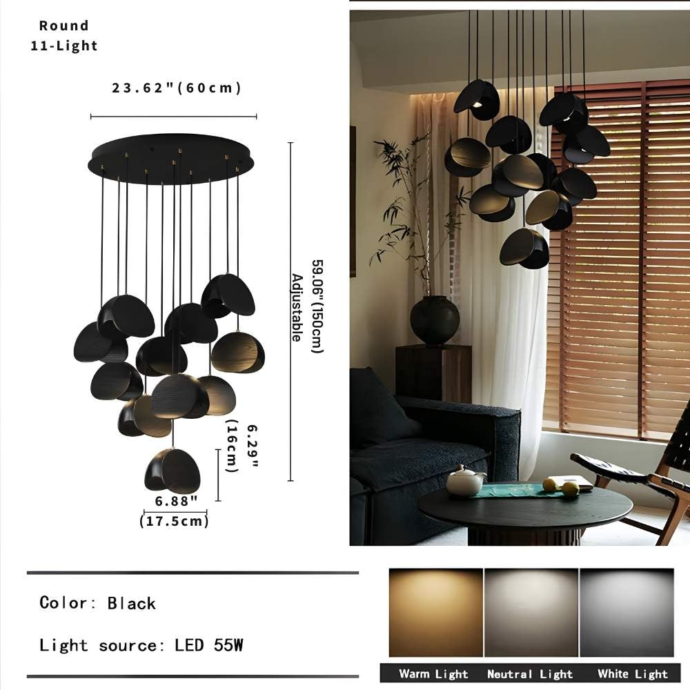 Elor Contemporary Wood Multi Light Pendant