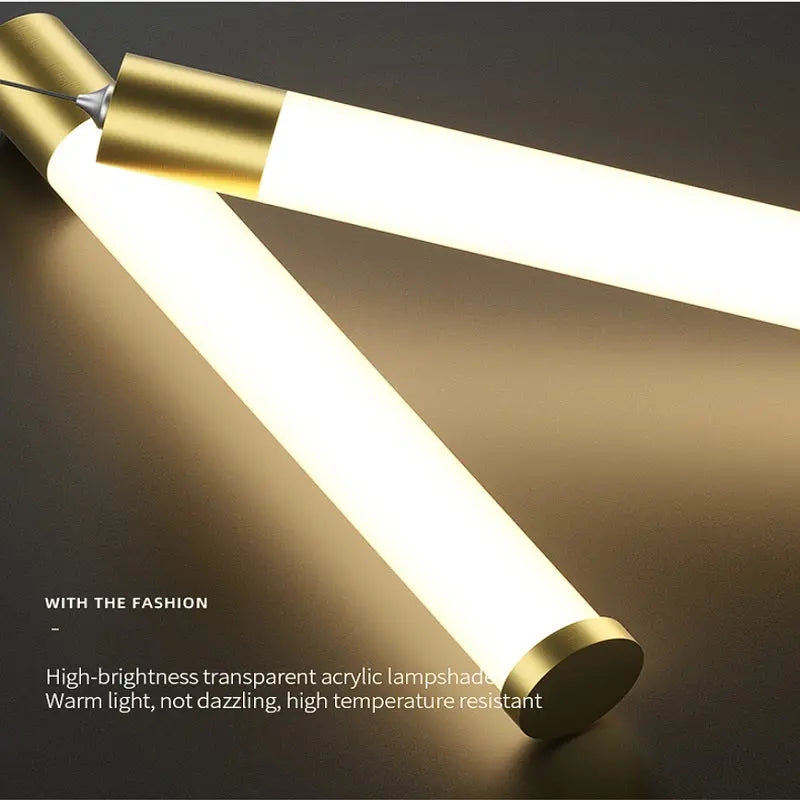 Black/Gold Long Hanging Led Chandelier for Stairwell