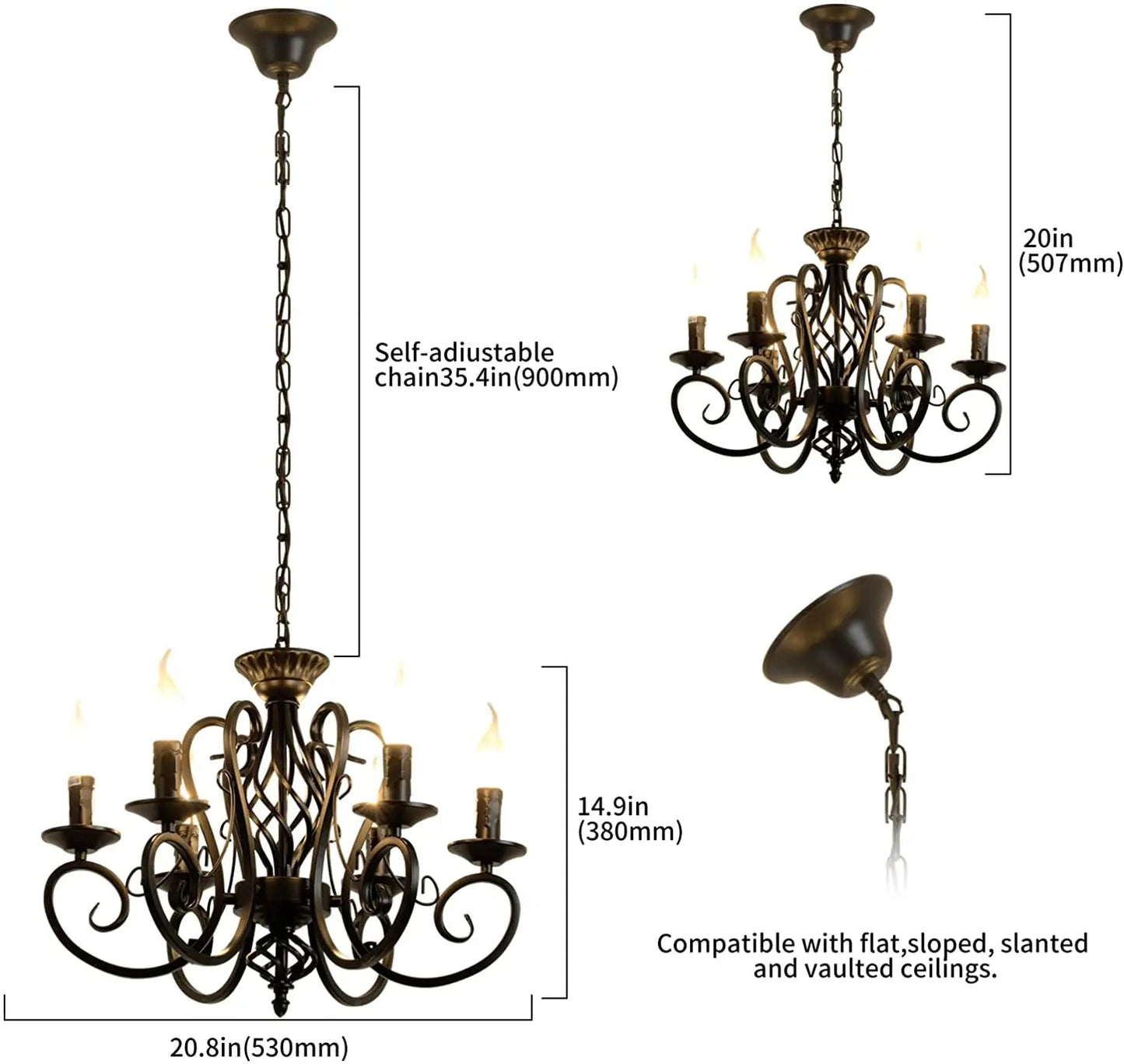 Hazel Black Rustic Outdoor Chandelier - Indoor Chandelier