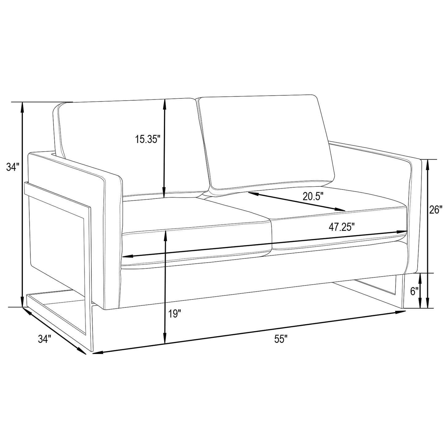 Elton Mid-Century Velvet Loveseat