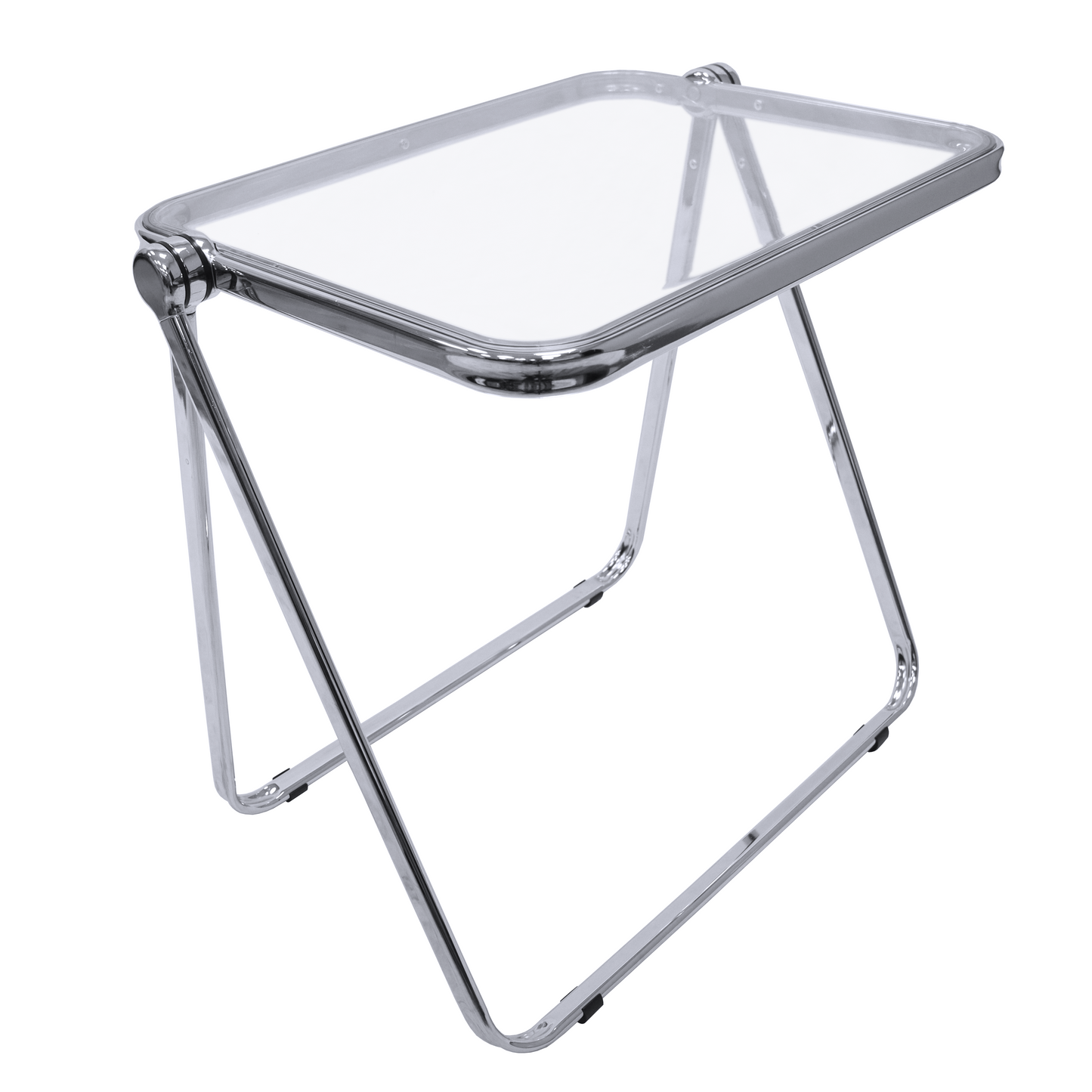 Lawrence Square Folding End Table with Plastic Top and Iron Frame in Clear
