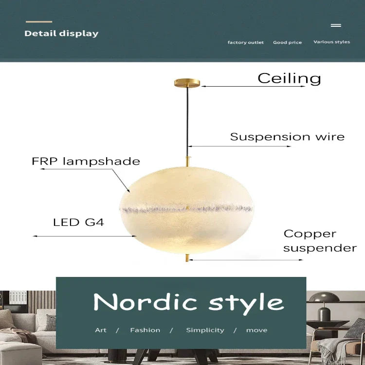 Classic Copper Sphere Pendant Lamp Chandelier