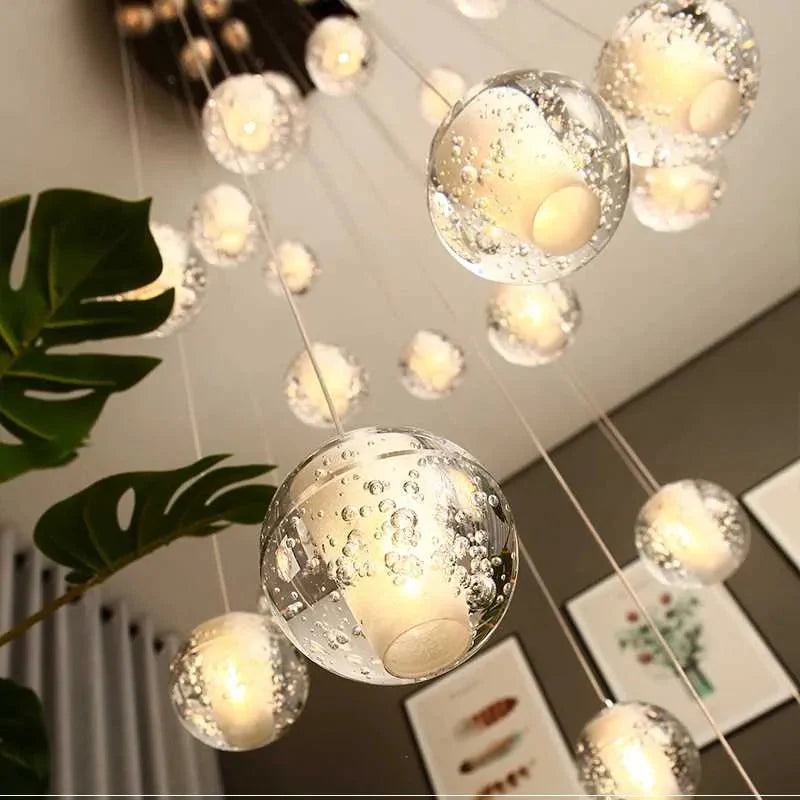 Modern Crystal Glass Bubble Chandelier for Foyer