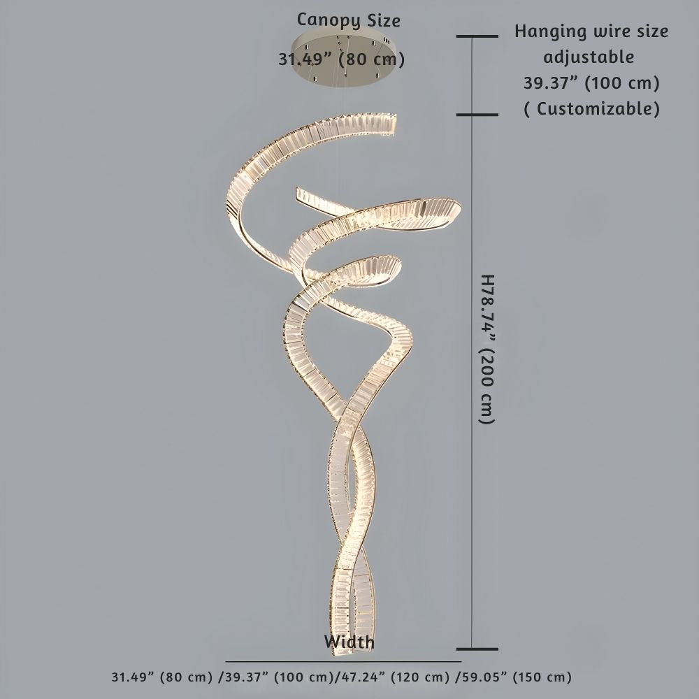 Modern Crystal Light Fixture for Staircase & Foyer & High Ceiling