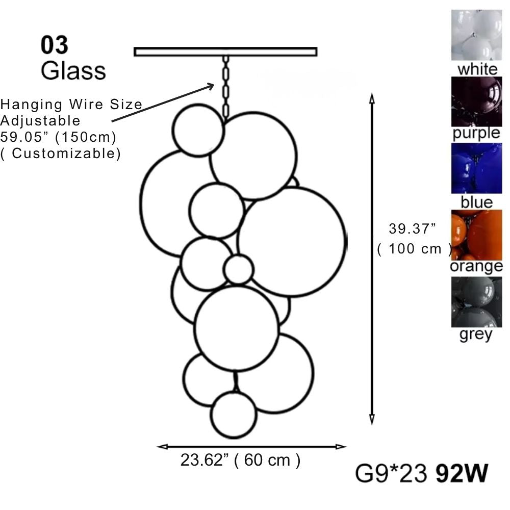 Modern Modern Large Glass Bubble Chandelier