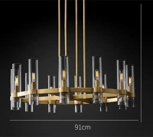 American Modern Metal Chandelier Gold & Black & Chrome