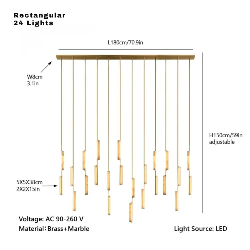 Palix Marble and Brass Chandelier