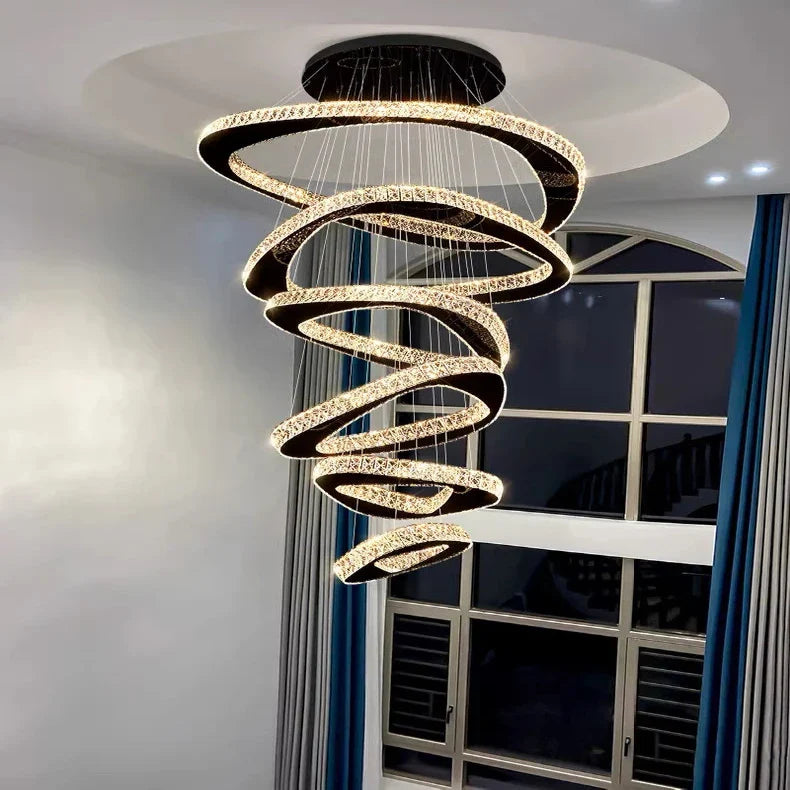 Modern Ring Led Light Chandelier for High Ceiling
