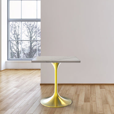 Vera 36" Square Dining Table - Gold Base Marbleized Top