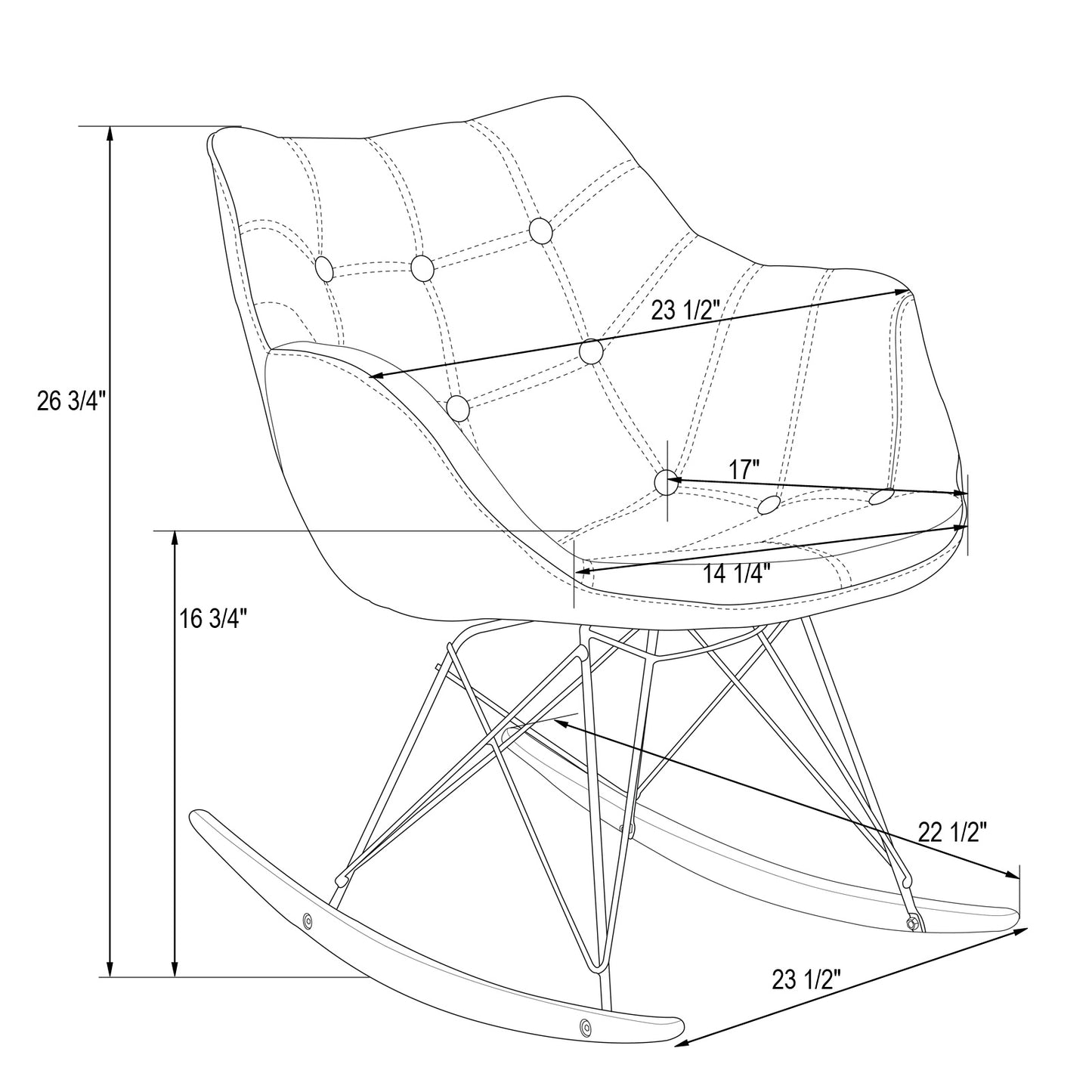 Lewie Fabric Eiffel Base Rocking Chair
