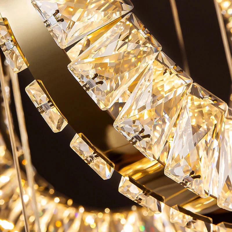 Yasmin Dimmable Crystal Ring Ceiling Light for Staircase