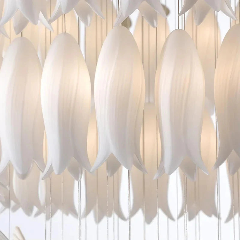 Yina White Ceramic Tulip Chandelier For Staircase