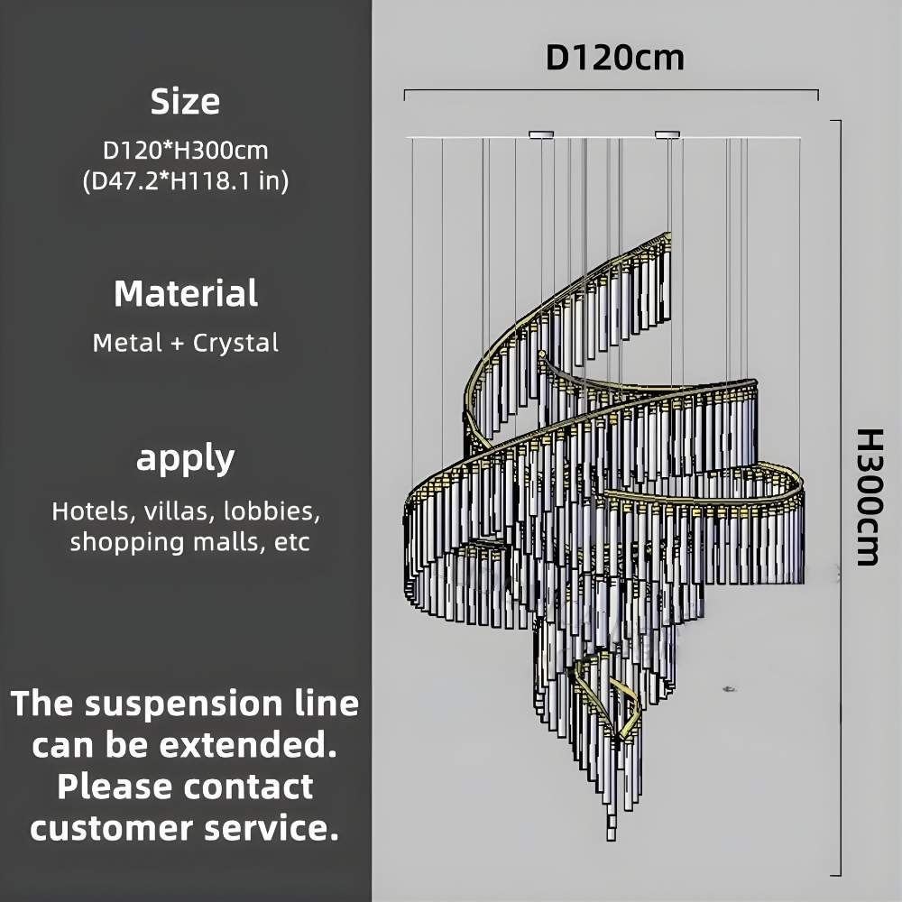 Zaira Spiral Crystal Chandelier