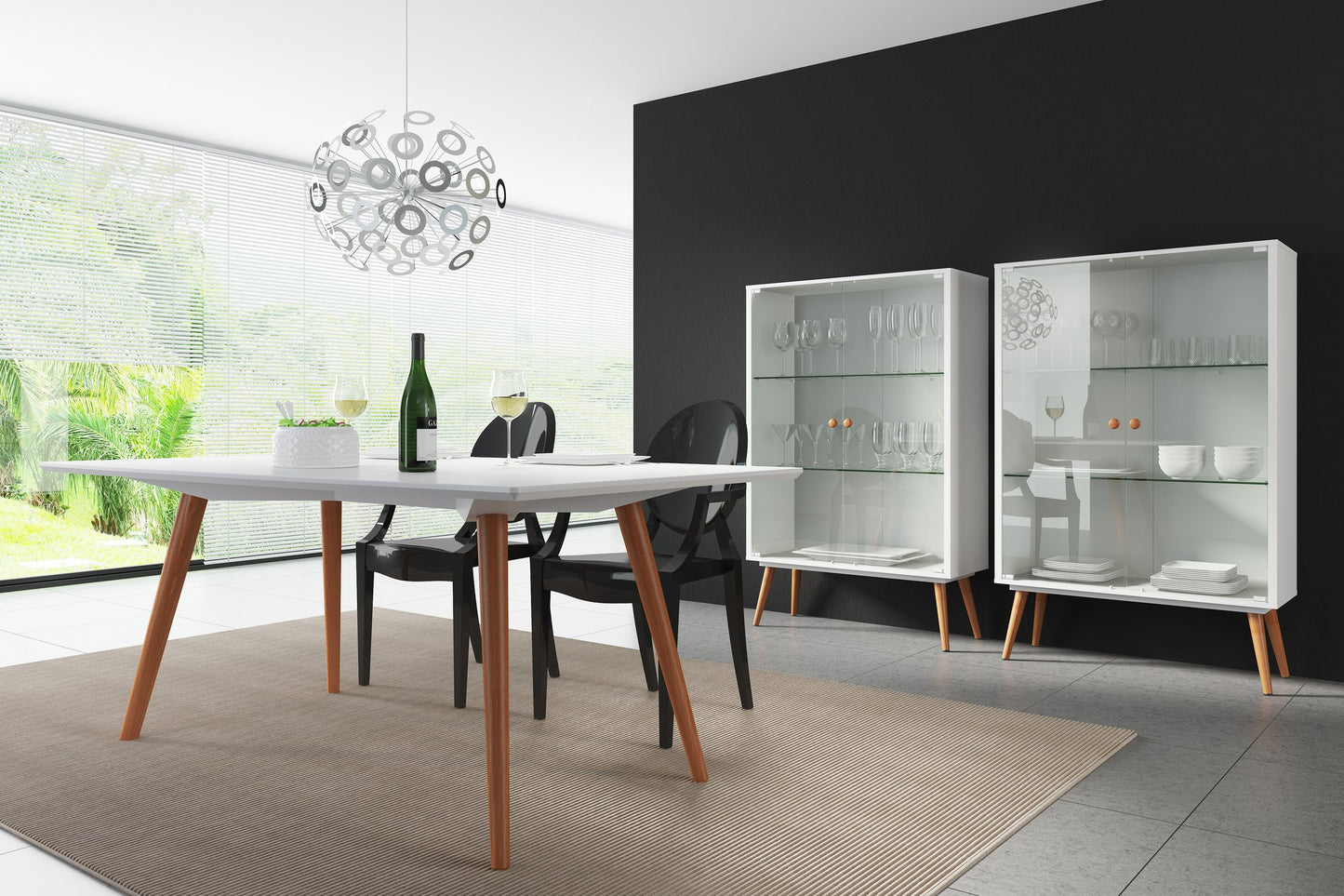 Sharon White Satin Cabinet with glass doors - living-essentials