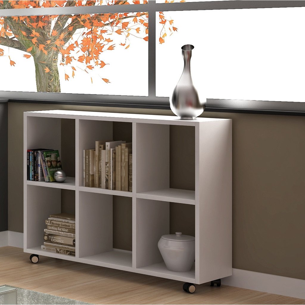 Salvador 6- Shelf Bookcase in White - living-essentials
