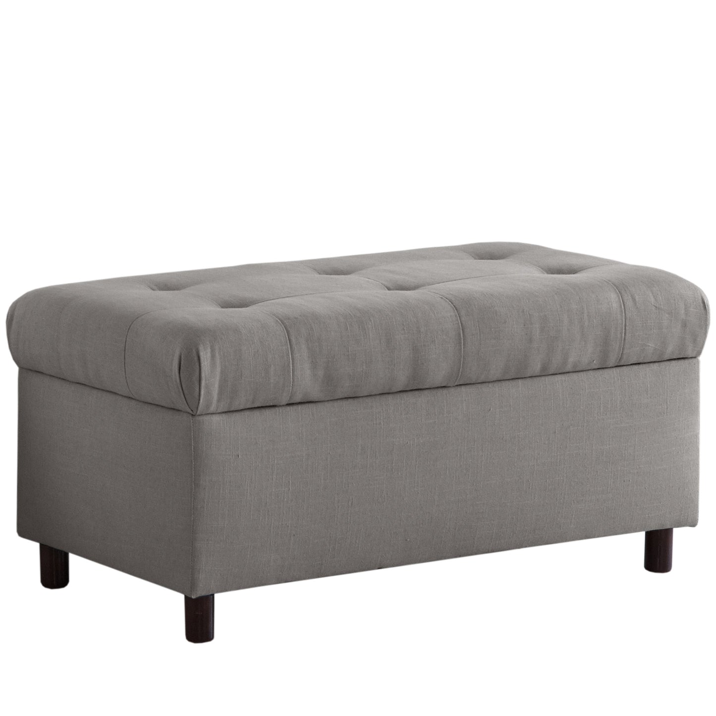 Hattie Linen Grey Tufted Storage Bench - living-essentials