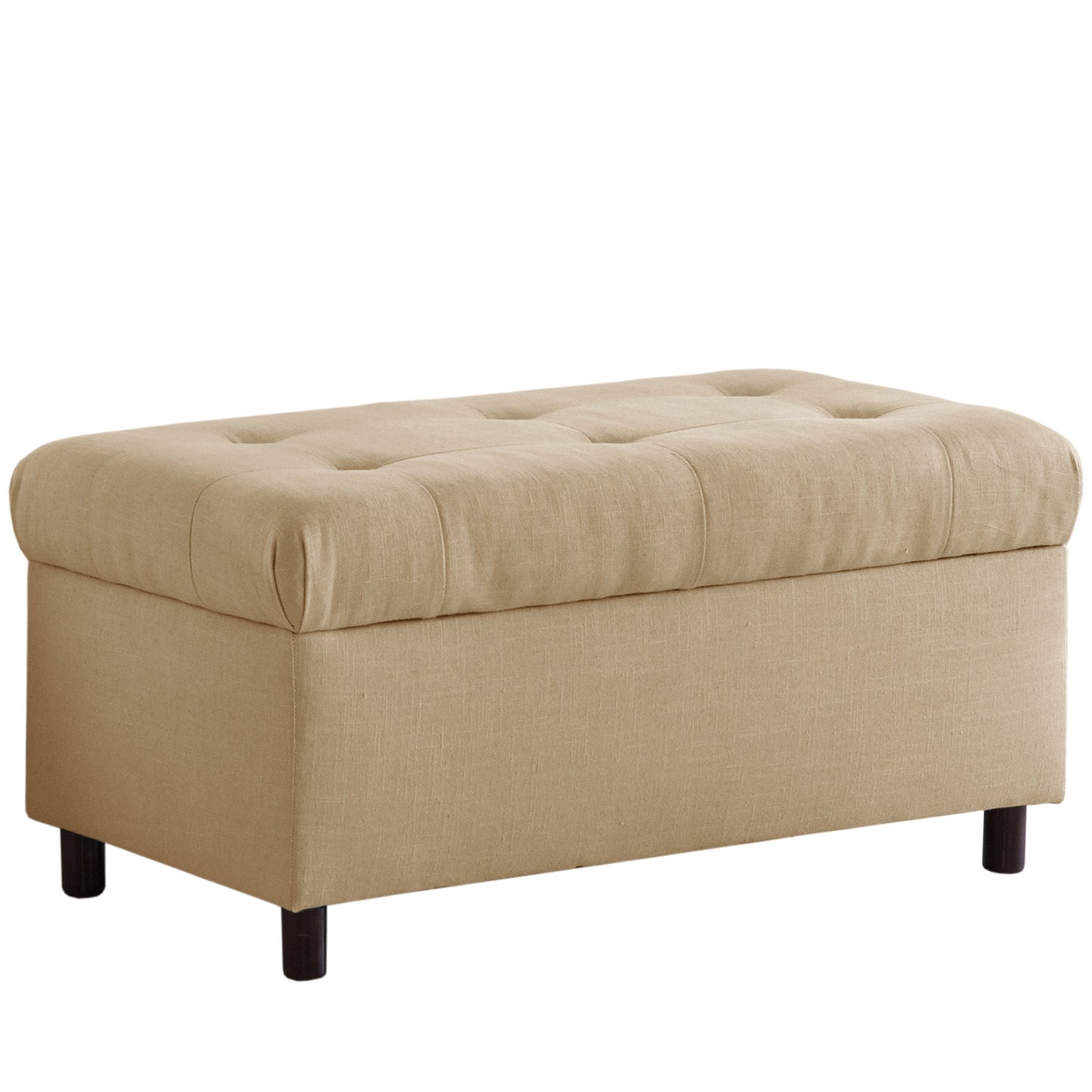 Hattie Linen Sandstone Tufted Storage Bench - living-essentials