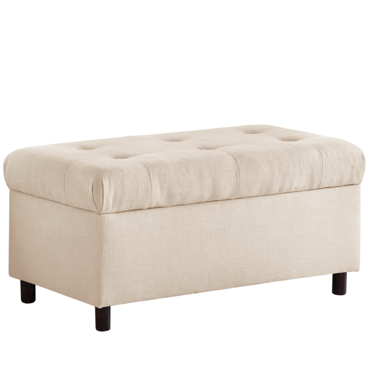 Hattie Linen Talc Tufted Storage Bench - living-essentials