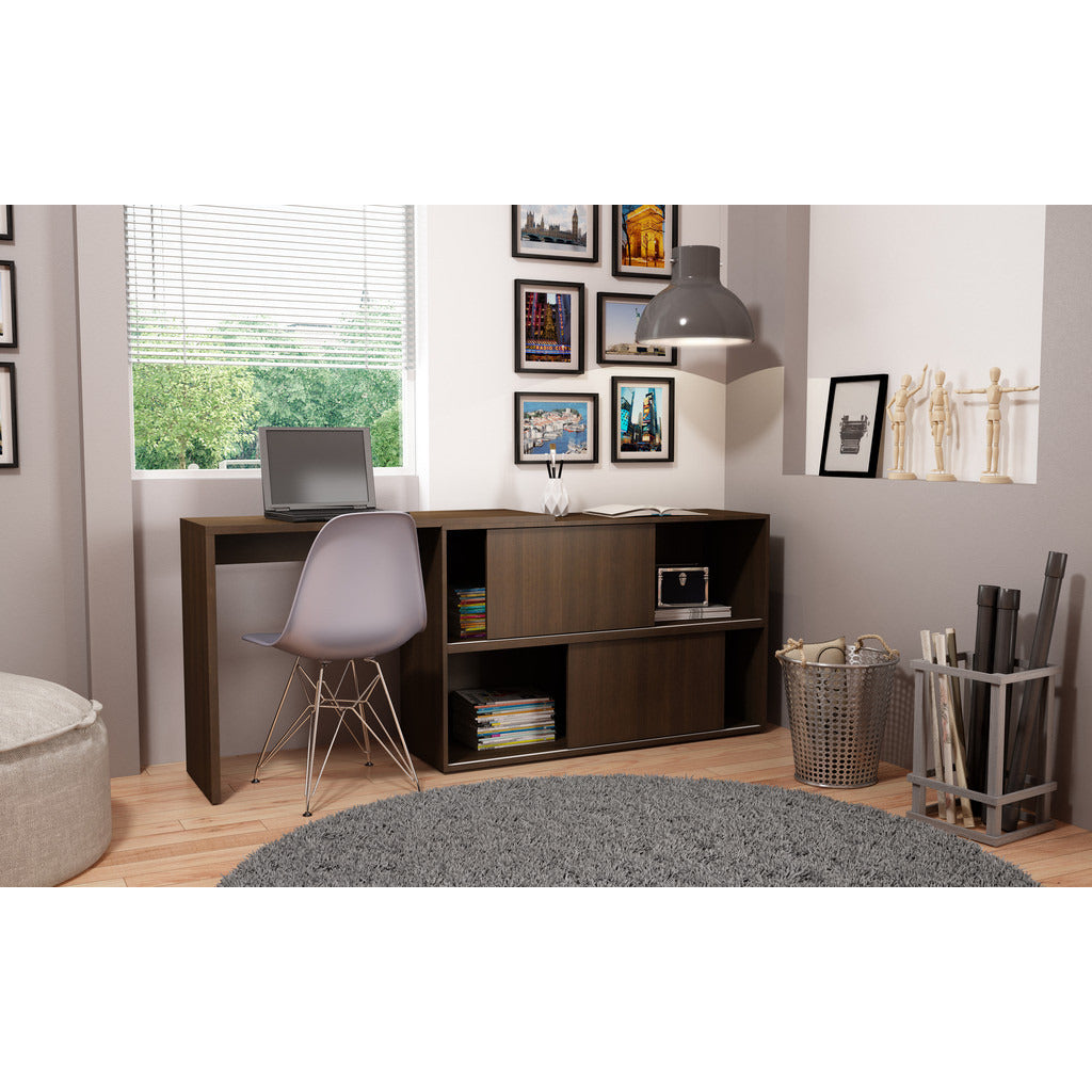 Bari Bookcase Desk with 4 Shelves - living-essentials