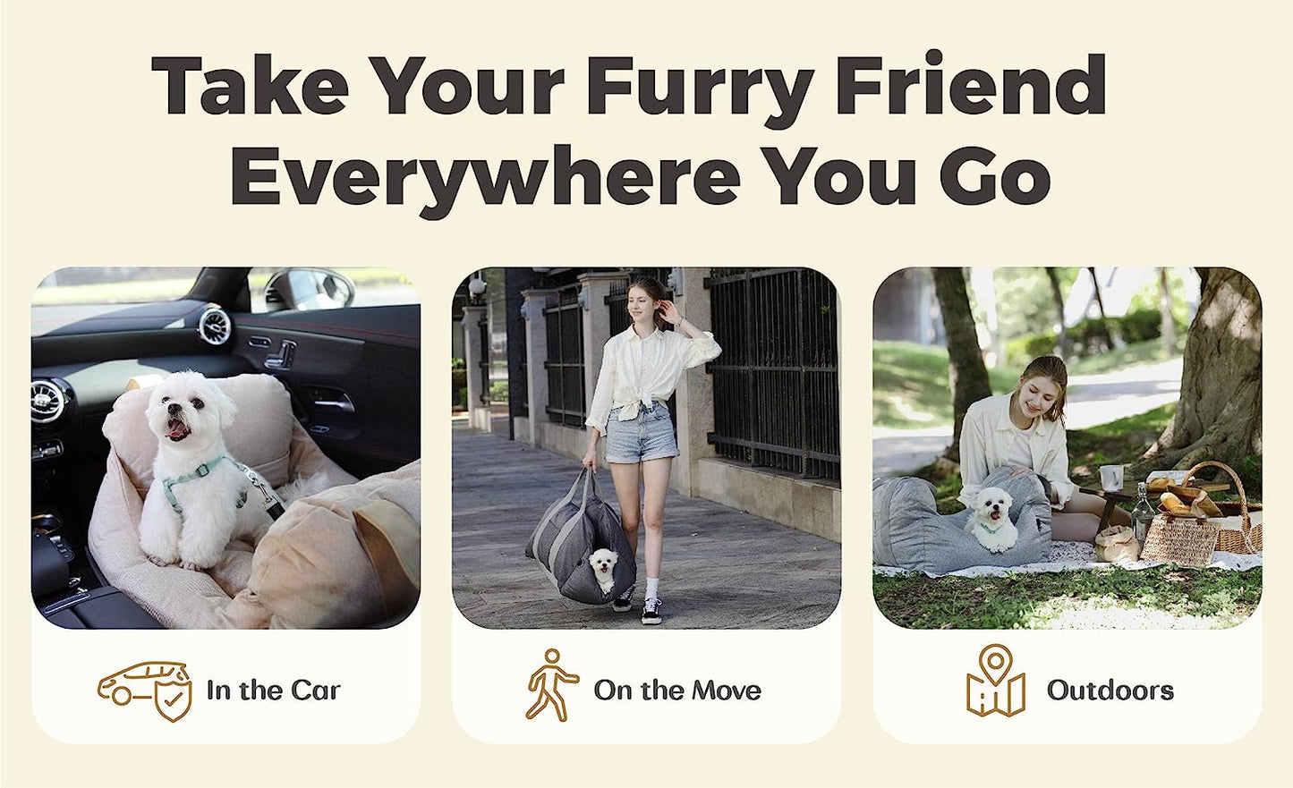 Dog Car Seat Travel Carrier Bed