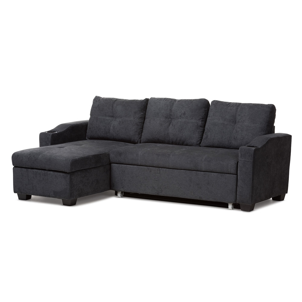 Audrey Modern Dark Grey Fabric Sectional Sofa - living-essentials
