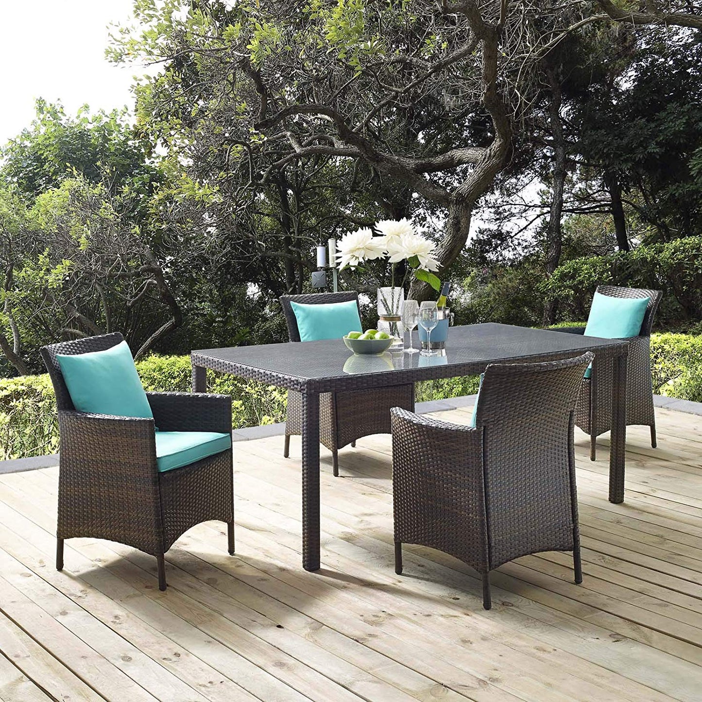 Cadence 5 Piece Outdoor Patio Wicker Rattan Set - -living essentials-