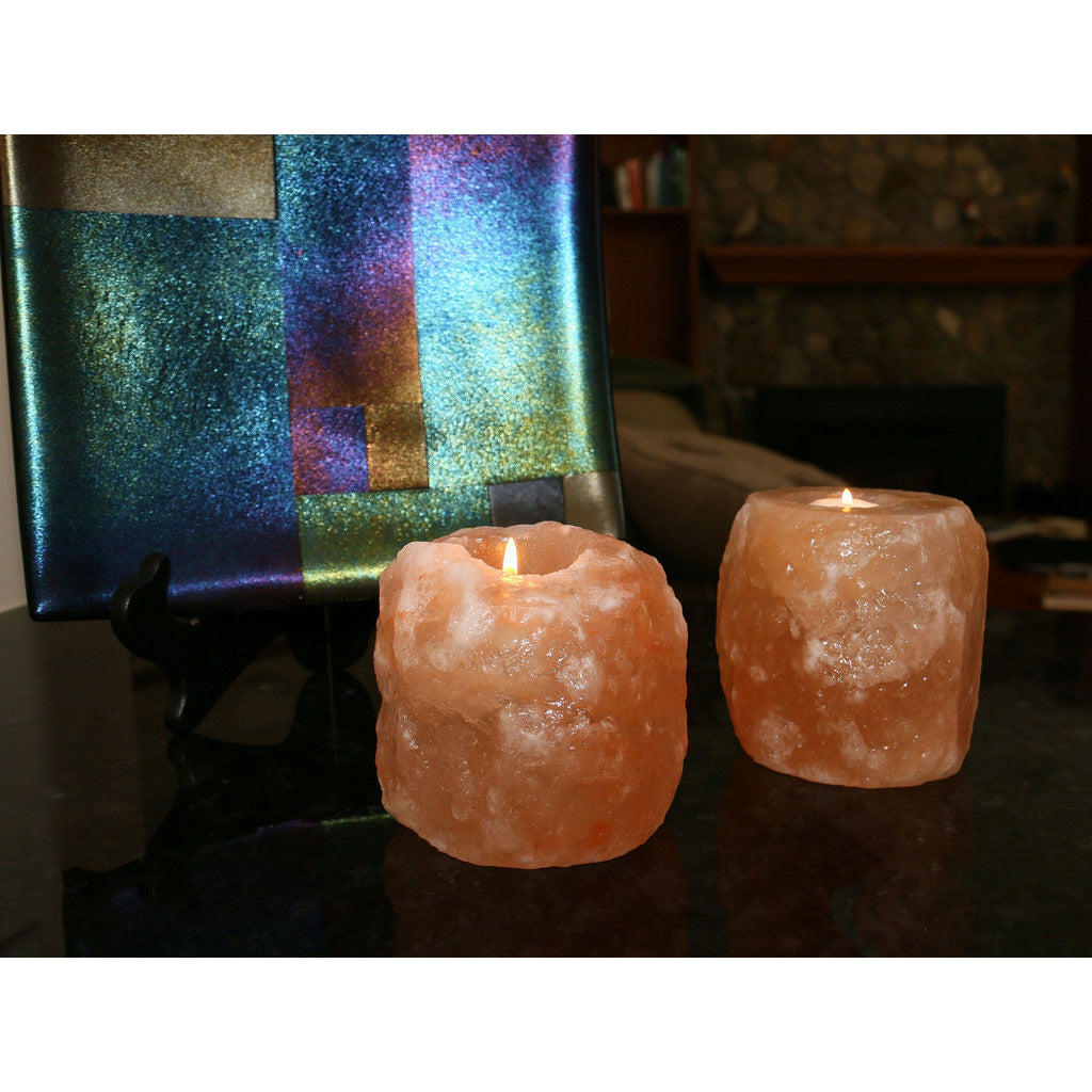 Natural Crystal Himalayan Salt Candle Holder - Set of 2 - living-essentials