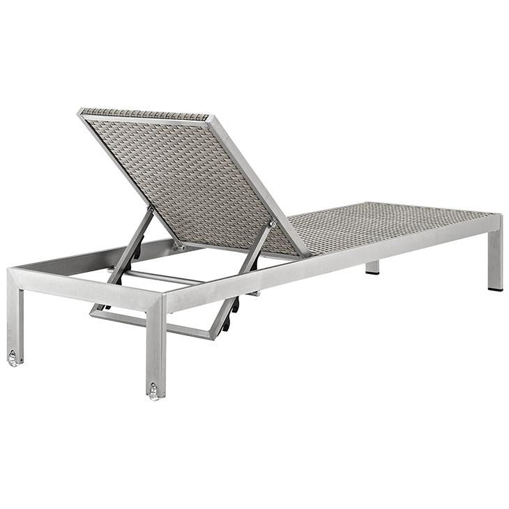 Wharf Silver Gray Outdoor Patio Aluminum Chaise Lounge - living-essentials
