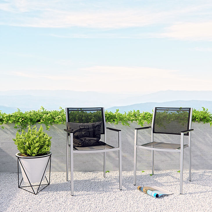 Wharf Outdoor Aluminum Mesh Dining Armchair - living-essentials