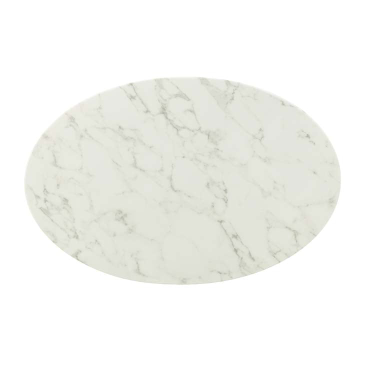 Tulip Style 42" Gold Oval Shaped Marble Coffee Table - living-essentials