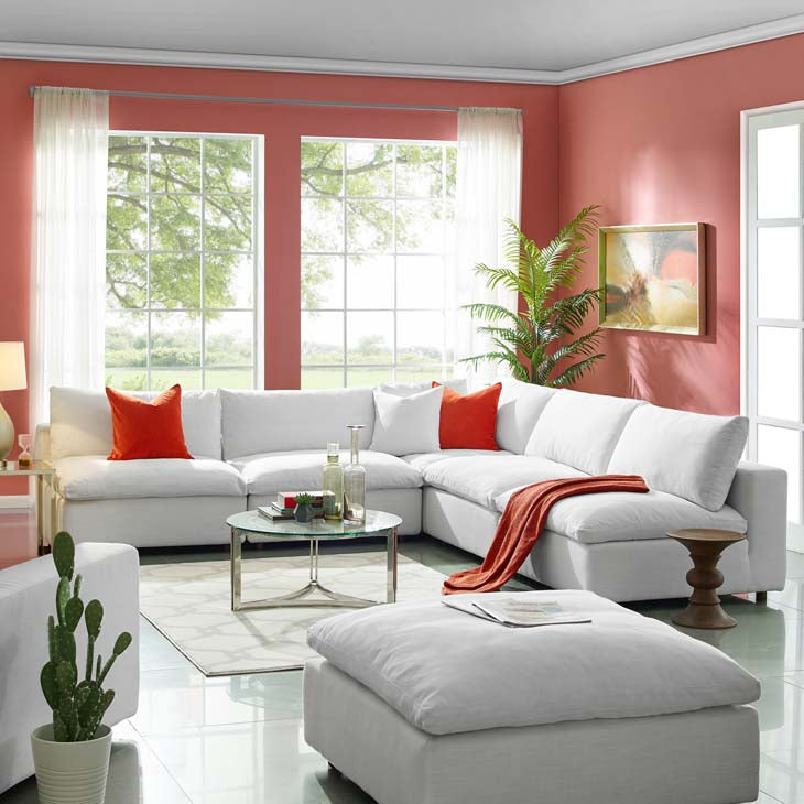 Common Down Filled Overstuffed 5 Piece Sectional Sofa - living-essentials