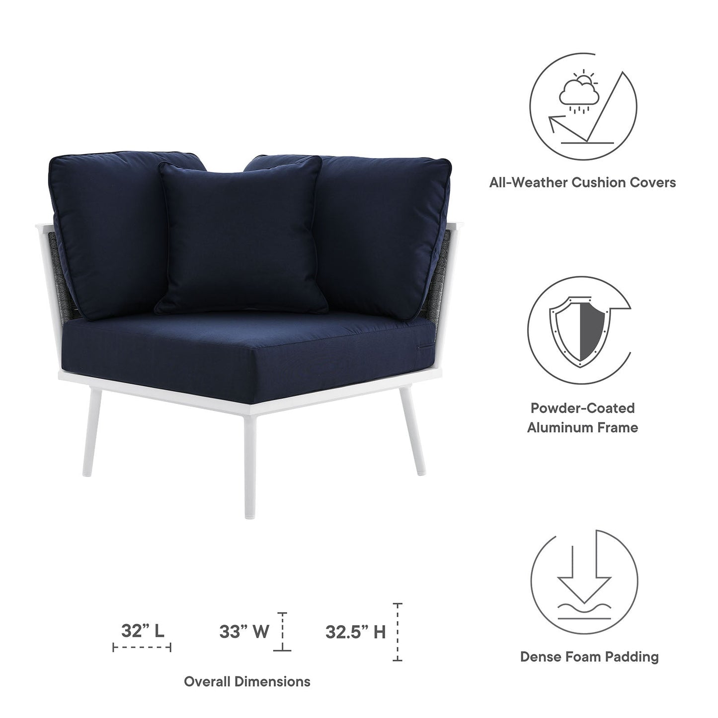 Hanna Outdoor Patio Aluminum Corner Chair