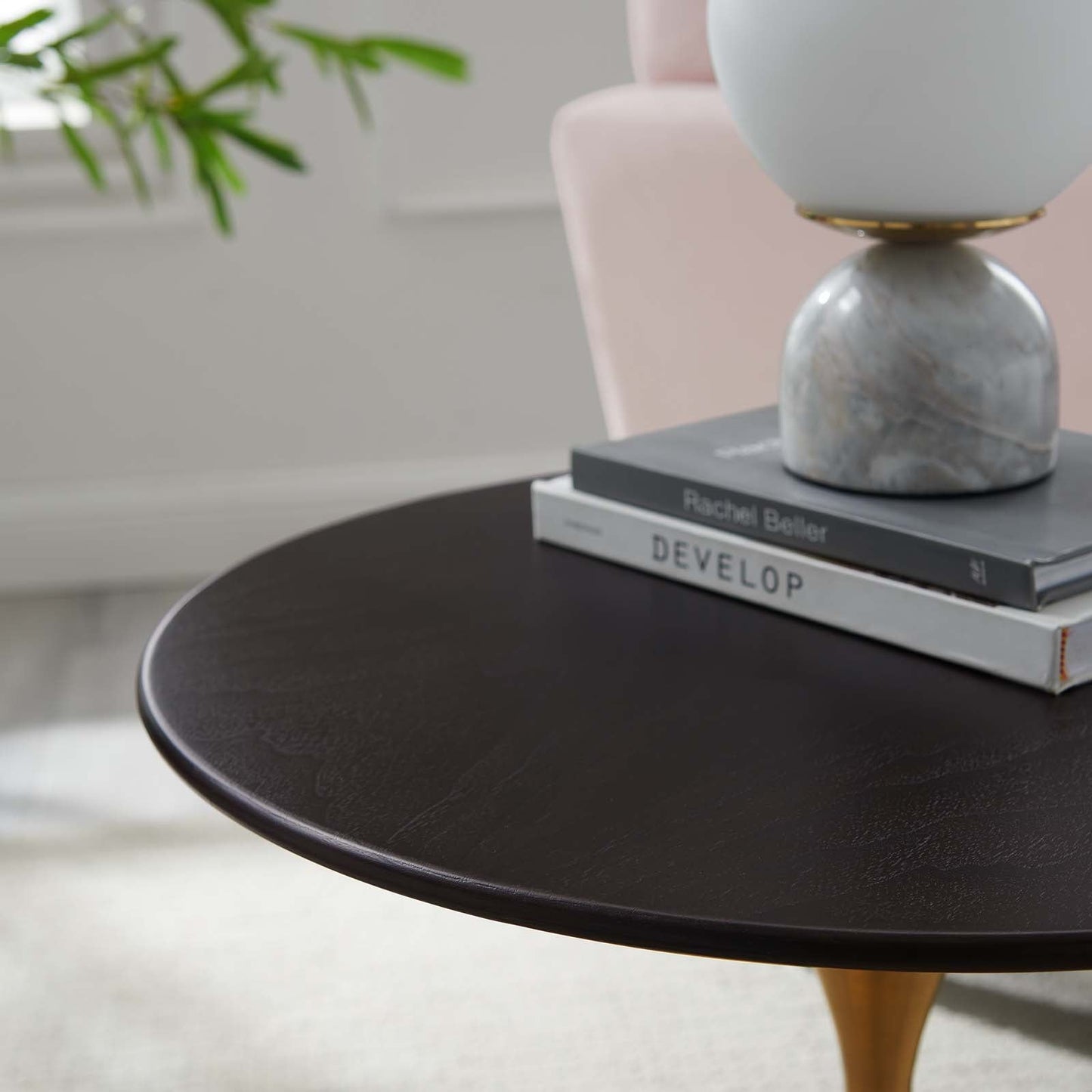 Tulip Style 20" Round Side Table - Gold Base