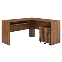 Render Wood Desk and File Cabinet Set