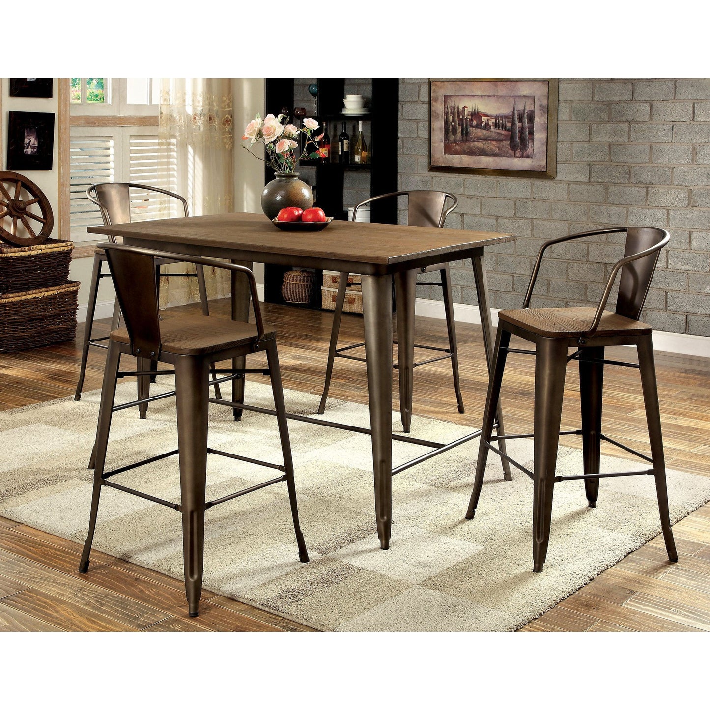 Reming II Industrial Counter Height Table in Natural Elm - living-essentials