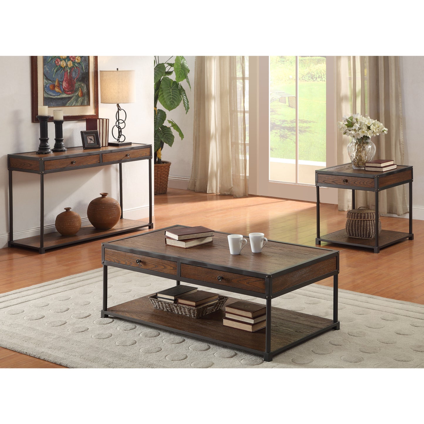 Ashwin Transitional Storage End Table in Antique Oak - living-essentials