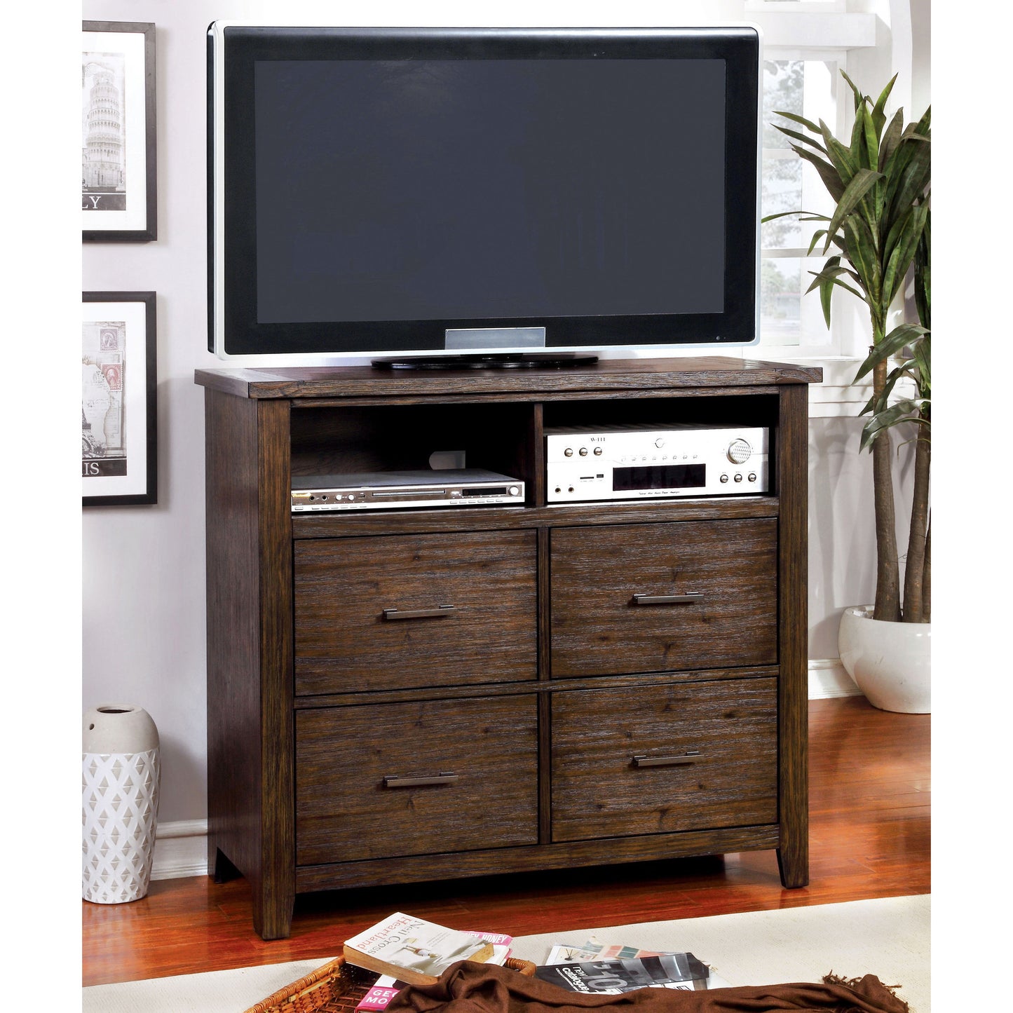 Kellen Transitional Media Stand in Espresso - living-essentials