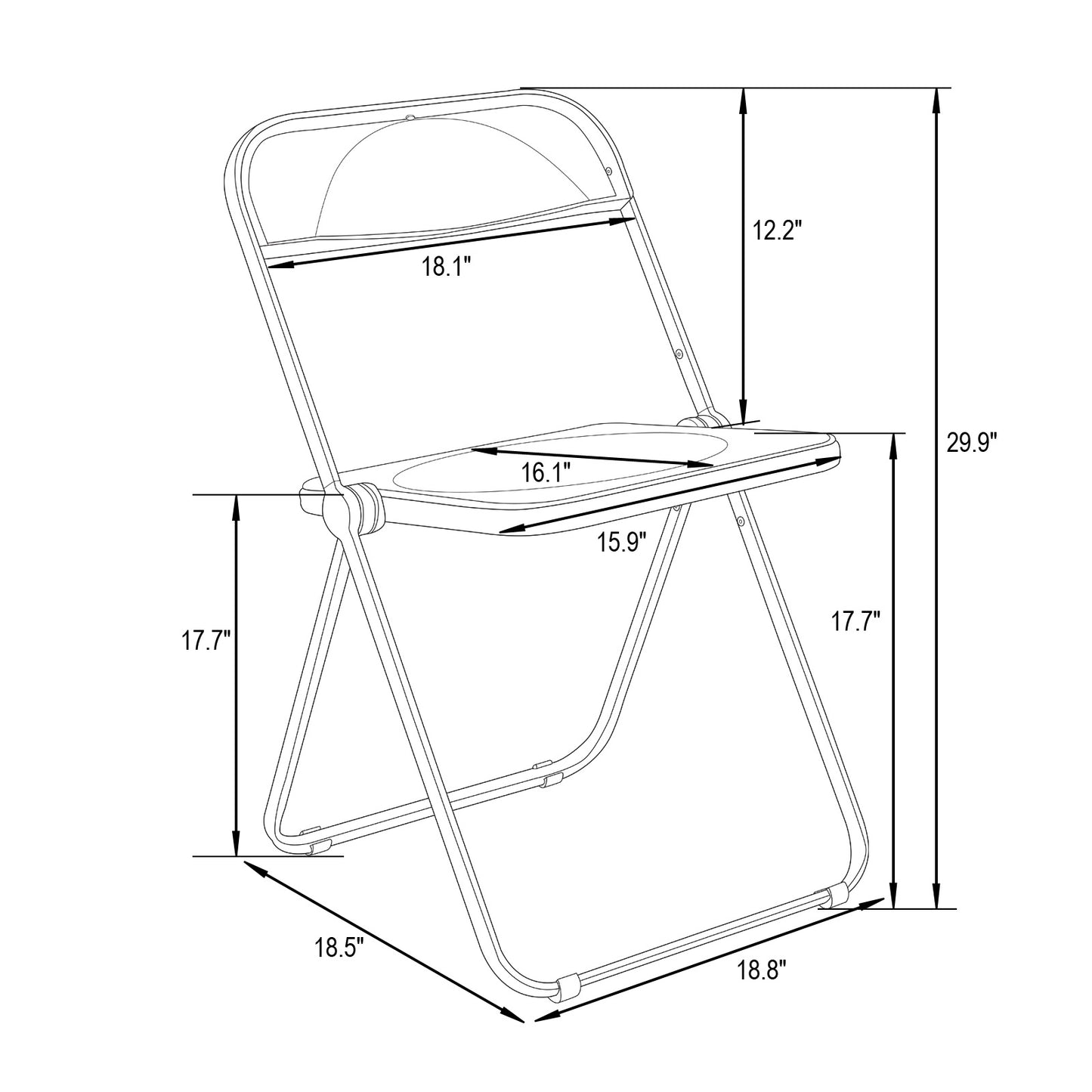 Lawrence Acrylic Folding Chair With Metal Frame