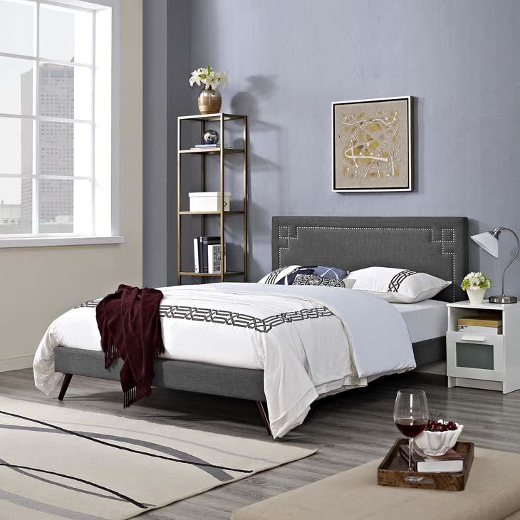 Ruby Queen Platform Bed with Round Splayed Legs - living-essentials