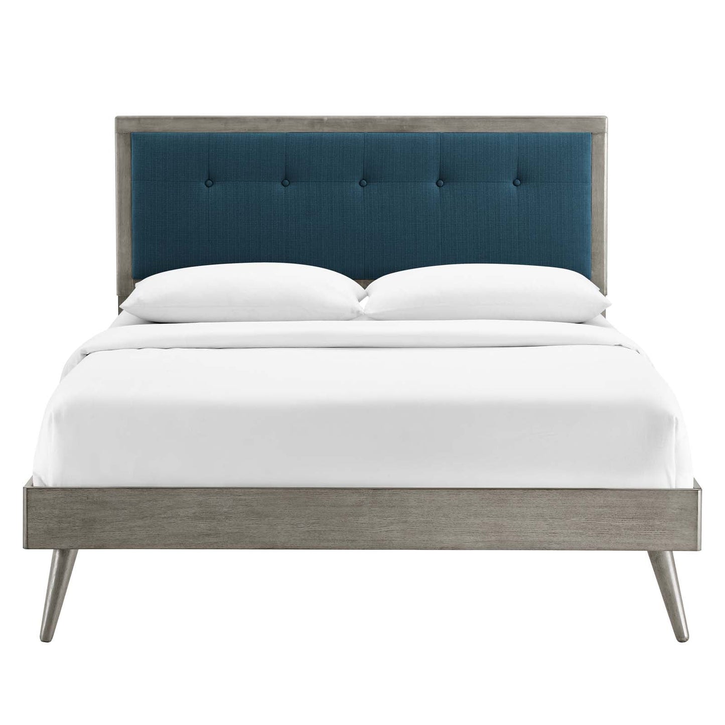 Agathe Wood Full Platform Bed With Splayed Legs
