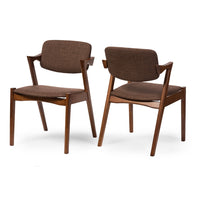 Eliza Mid-Century Dark Walnut Brown Fabric Dining Chair - living-essentials