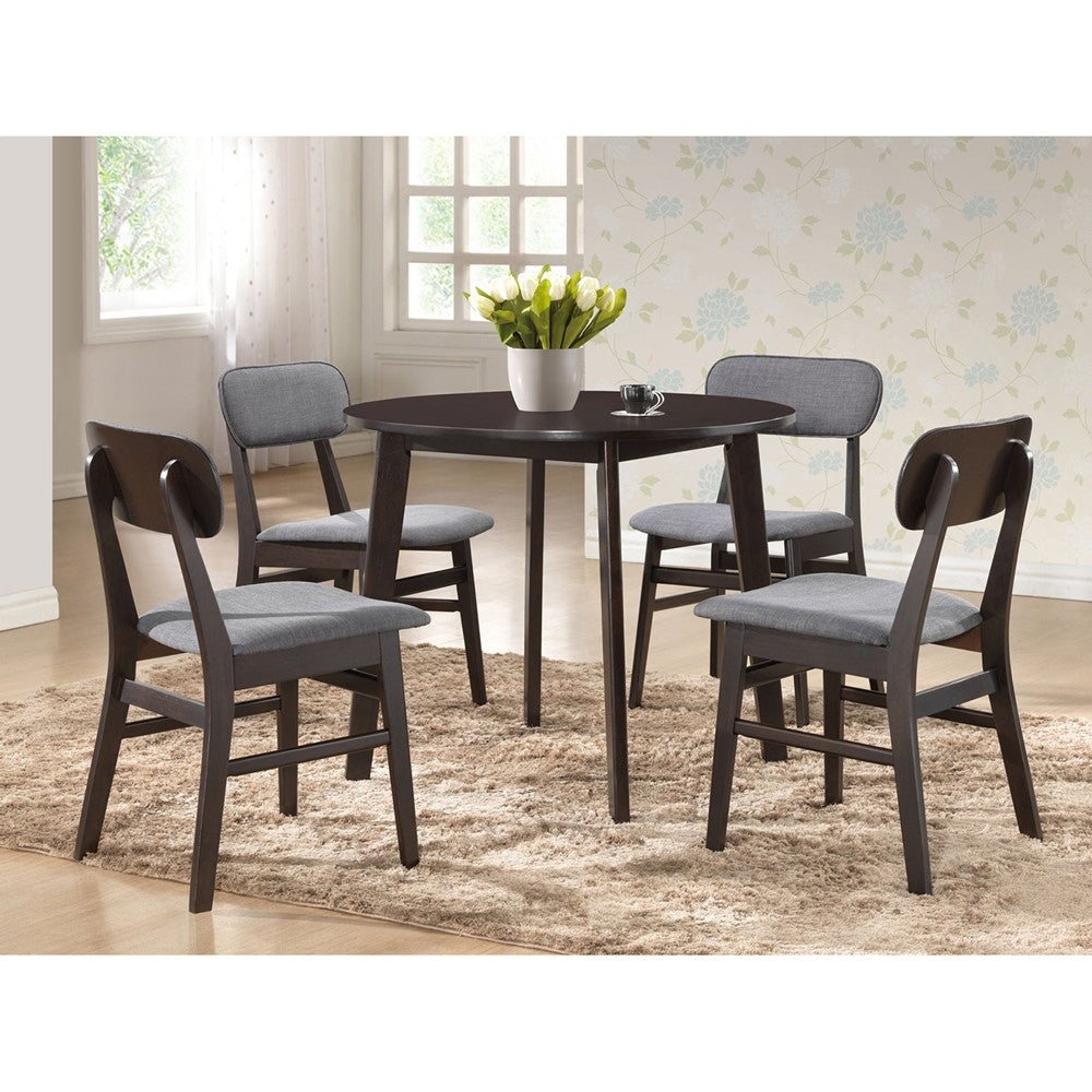 Debbie Mid Century Dark Brown Wood 5Pc Dining Set